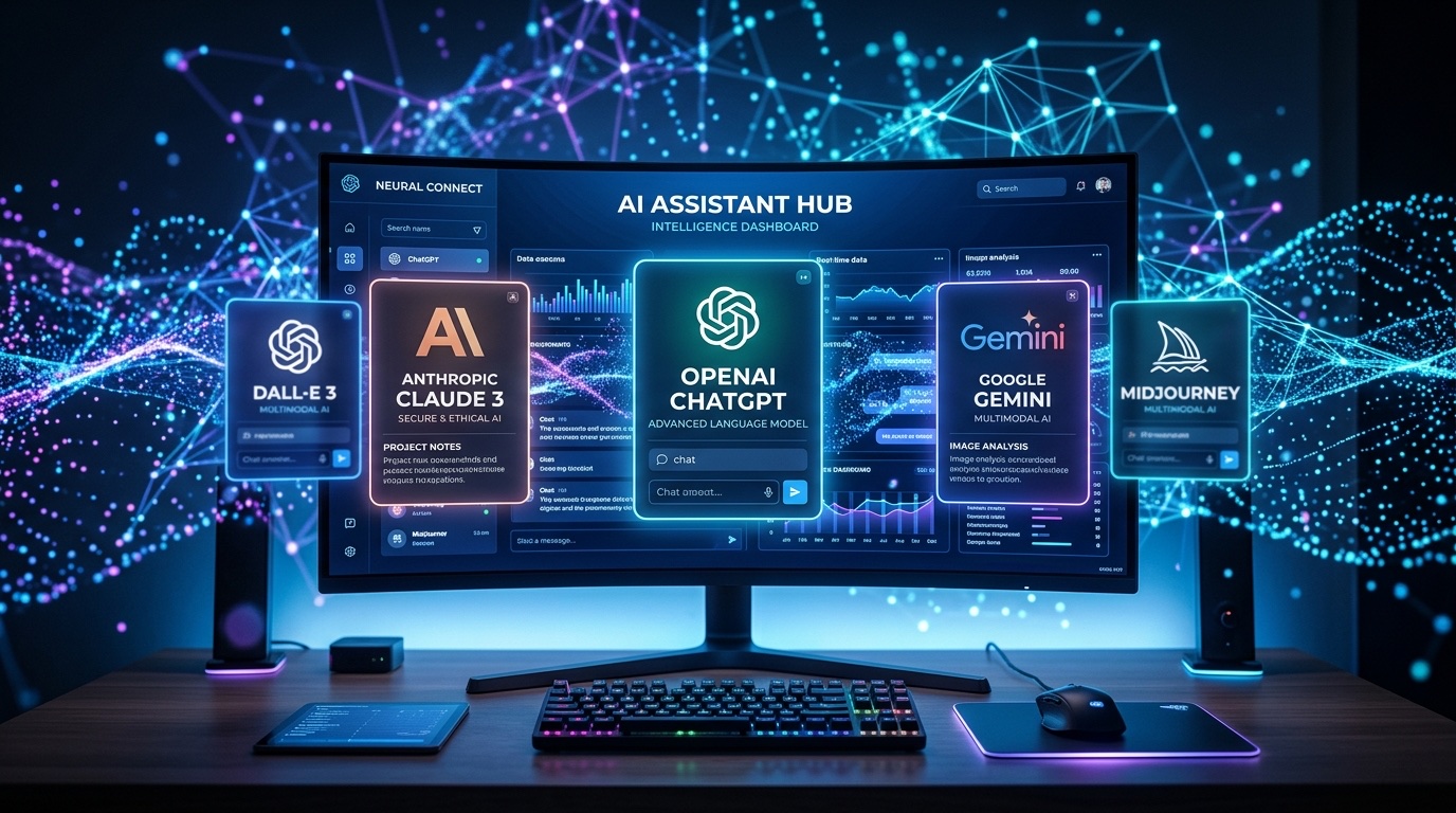 Free AI tools dashboard showing ChatGPT, Claude, Gemini