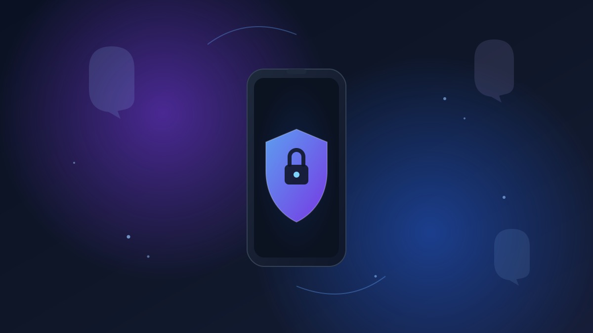 Smartphone glowing with an abstract security shield and lock icon representing a hacked Snapchat account being recovered