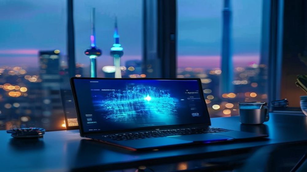 Remote computer repair Toronto — IT Cares technician connecting to a client PC at dusk