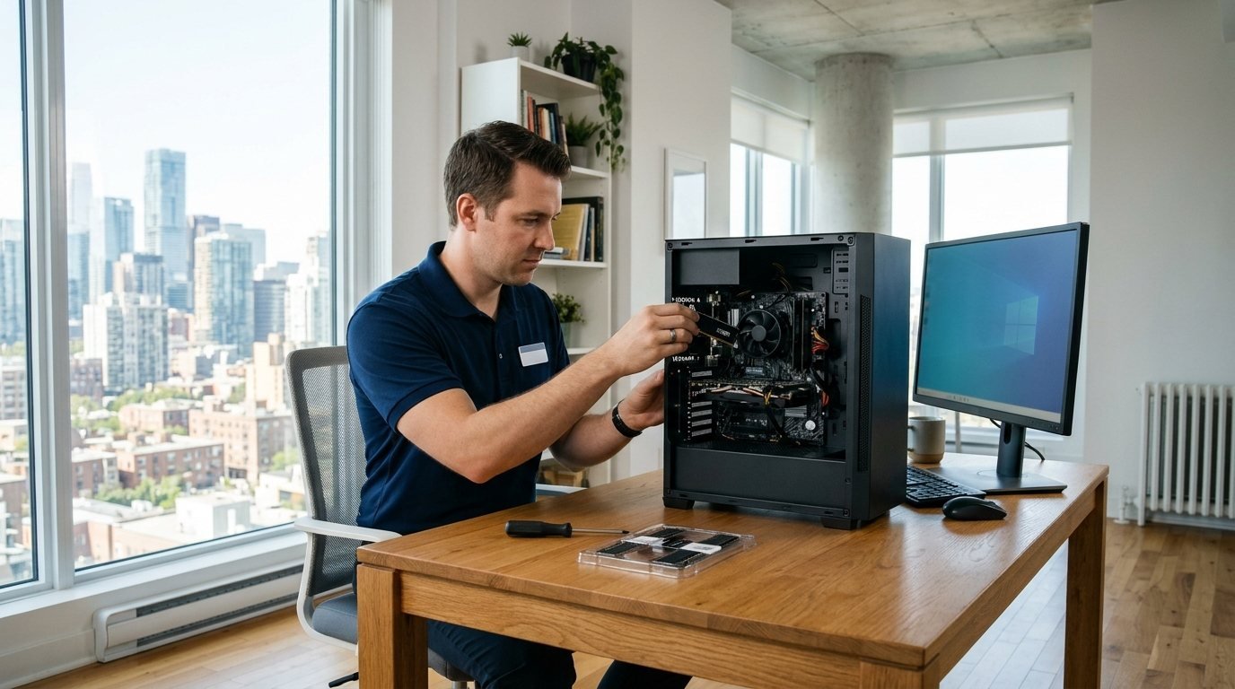 Migration vers un SSD et ajout de RAM sur un ordinateur de bureau lent à Brossard