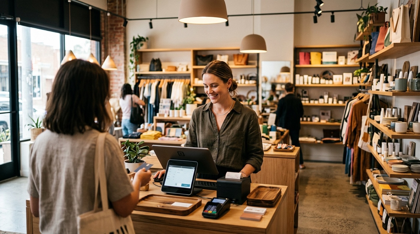 Remote IT technician troubleshooting a retail store POS system and payment terminal for a Canadian shop