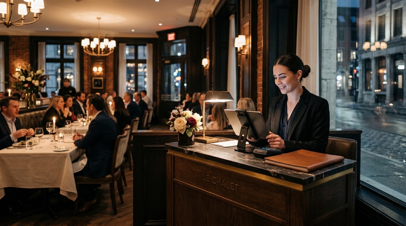 Technicien IT Cares dépannant le système de réservation et le POS multi-établissements d'un restaurant gastronomique à Montréal